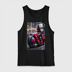 Майка мужская хлопок Девушка на футуристическом мотоцикле, цвет: черный