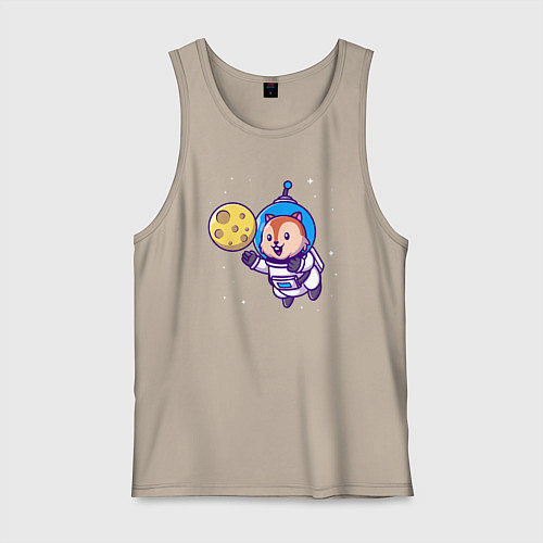 Мужская майка Белочка в космосе / Миндальный – фото 1