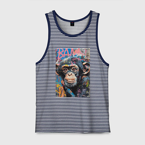 Мужская майка Graffiti monkey / Синяя тельняшка – фото 1
