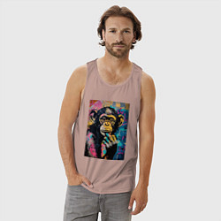 Майка мужская хлопок Cute monkey, цвет: пыльно-розовый — фото 2