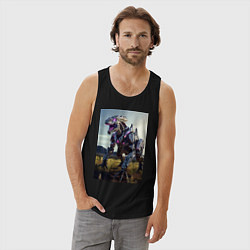 Майка мужская хлопок Робот в стиле Horizon, цвет: черный — фото 2