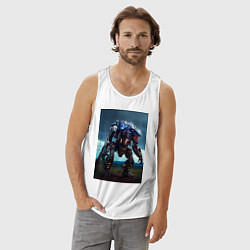 Майка мужская хлопок Робот в стиле Horizon, цвет: белый — фото 2