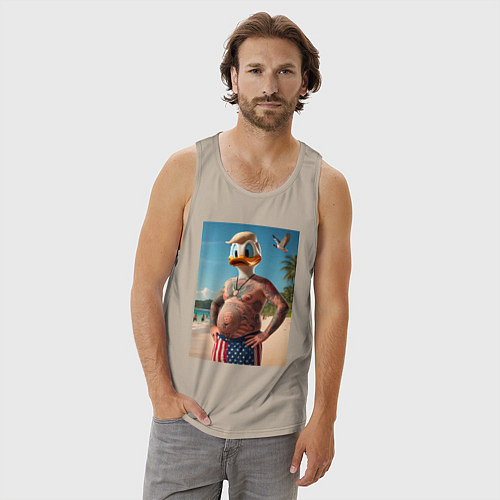 Мужская майка Donald Duck-Trump on a Florida beach / Миндальный – фото 3