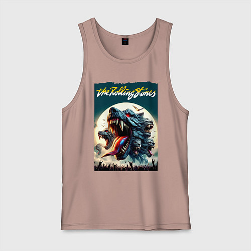 Мужская майка Волки Роллинг Стоунз - фантазия / Пыльно-розовый – фото 1