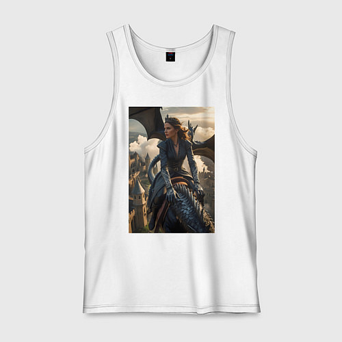 Мужская майка Королеву преследует дракон / Белый – фото 1