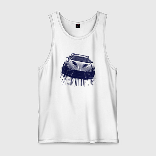 Мужская майка Спорткар в синих тонах / Белый – фото 1