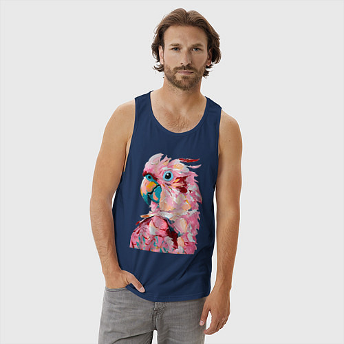 Мужская майка Розовый попугай / Тёмно-синий – фото 3