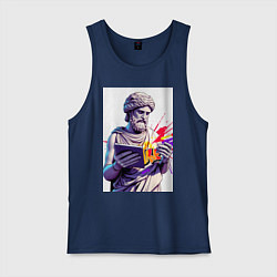 Майка мужская хлопок Античная статуя и граффити, цвет: тёмно-синий