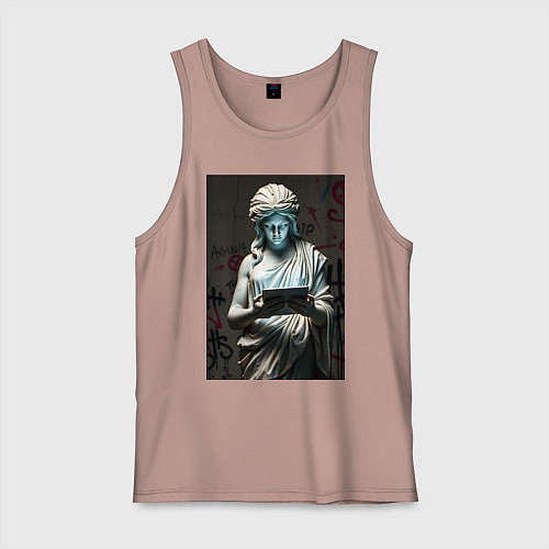 Мужская майка Античная статуя с планшетом / Пыльно-розовый – фото 1