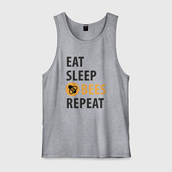 Майка мужская хлопок Еда сон пчёлы, цвет: меланж