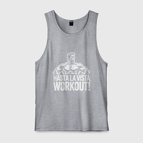 Мужская майка Arnold - hasta la vista workout / Меланж – фото 1