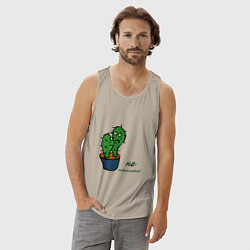 Майка мужская хлопок Говорящие кактусы, цвет: миндальный — фото 2