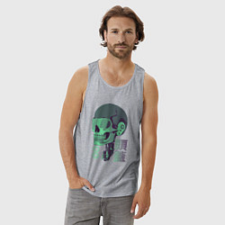 Майка мужская хлопок Скелет киборг в стиле VHS, цвет: меланж — фото 2