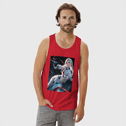 Майка мужская хлопок Девушка-наемница, цвет: красный — фото 2