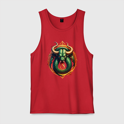 Мужская майка Телец в тени змеи / Красный – фото 1