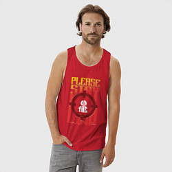 Майка мужская хлопок Оставайтесь на линии, цвет: красный — фото 2