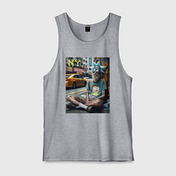 Майка мужская хлопок Rick Sanchez is a hippie from New York, цвет: меланж