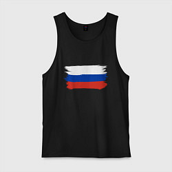 Майка мужская хлопок Флаг россии нарисованный, цвет: черный