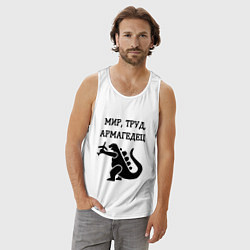 Майка мужская хлопок Мир труд армагедец годзилла, цвет: белый — фото 2