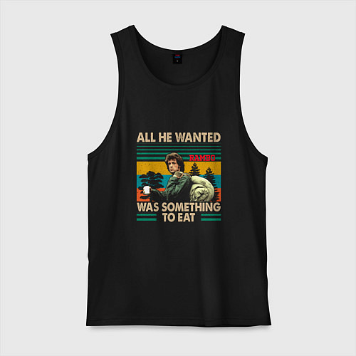 Мужская майка Rambo: All he wanted was something to eat / Черный – фото 1