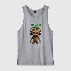 Мужская майка Малыш Грут в наушниках