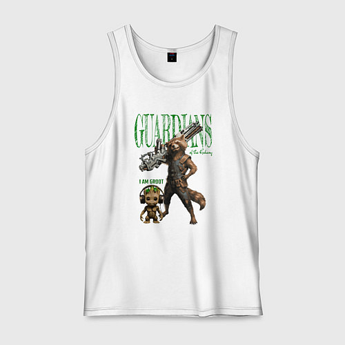 Мужская майка Малыш грут и енот ракета из стражи галактики / Белый – фото 1