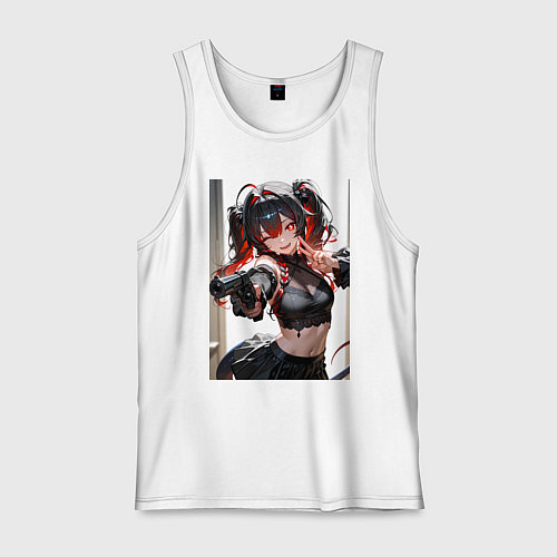 Мужская майка Девушка-демон с пистолетом / Белый – фото 1