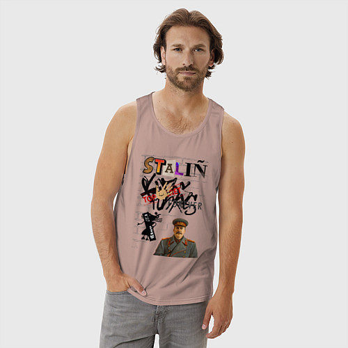 Мужская майка Stalin граффити / Пыльно-розовый – фото 3
