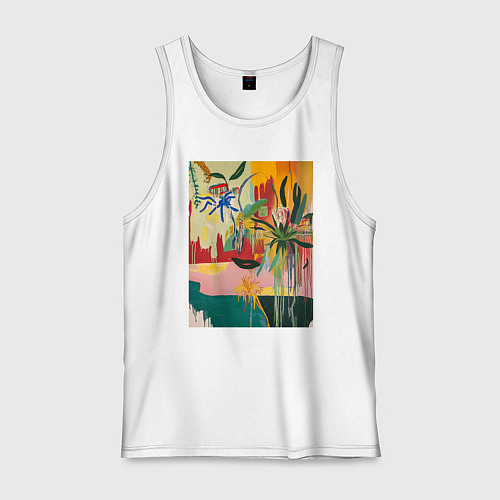 Мужская майка Абстрактная тропическая картина / Белый – фото 1