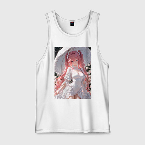 Мужская майка Принцесса сидит под зонтиком / Белый – фото 1