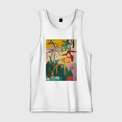 Мужская майка Тропическая цветочная абстракция / Белый – фото 1