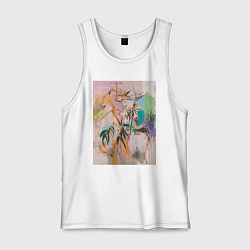 Майка мужская хлопок Пастельная тропическая абстракция, цвет: белый