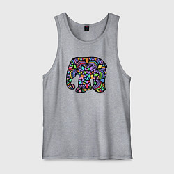 Майка мужская хлопок Цветной слоник, цвет: меланж