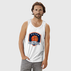 Майка мужская хлопок Stars basketball, цвет: белый — фото 2