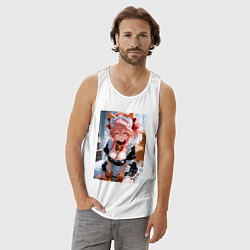 Майка мужская хлопок Фейт Тамамо в костюме горничной, цвет: белый — фото 2