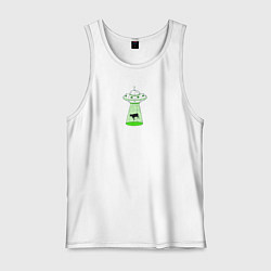 Майка мужская хлопок To the Moon - корова и НЛО, цвет: белый