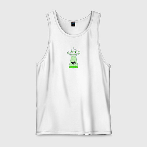 Мужская майка To the Moon - корова и НЛО / Белый – фото 1