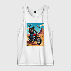 Майка мужская хлопок Голубь байкер, цвет: белый