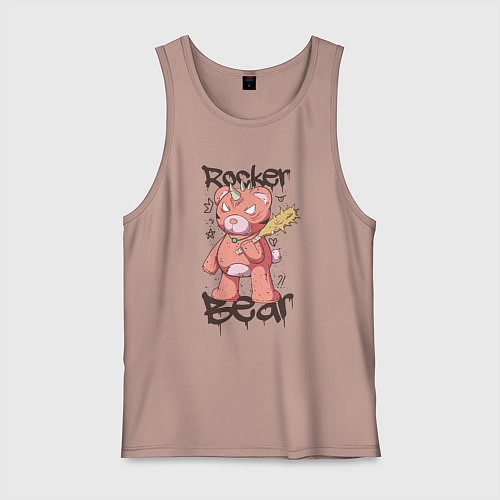 Мужская майка Медведь рокер / Пыльно-розовый – фото 1