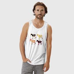 Майка мужская хлопок Милые коровы поп-арт, цвет: белый — фото 2