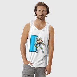 Майка мужская хлопок Астронавт открывает дверь в неизведанное, цвет: белый — фото 2