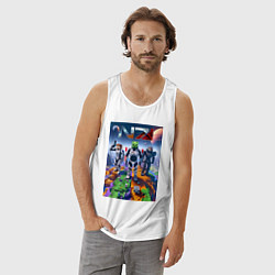 Майка мужская хлопок Mass effect and Minecraft - ai art collaboration, цвет: белый — фото 2