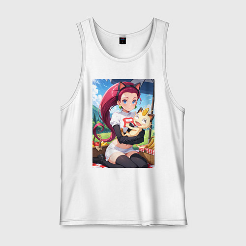 Мужская майка Джесси и Мяут на пикнике / Белый – фото 1