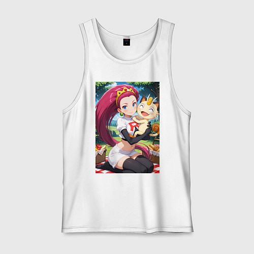 Мужская майка Джесси и Мяут на пикнике / Белый – фото 1