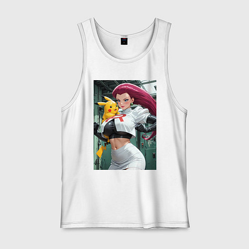 Мужская майка Джесси и Пикачу / Белый – фото 1