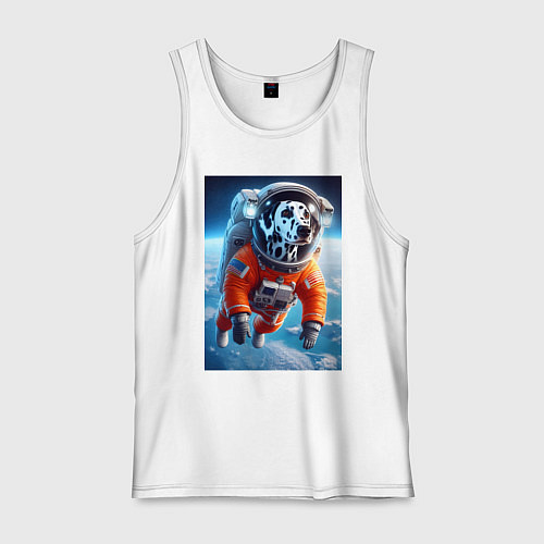 Мужская майка Далматинец бравый космонавт - нейроарт фантазия / Белый – фото 1