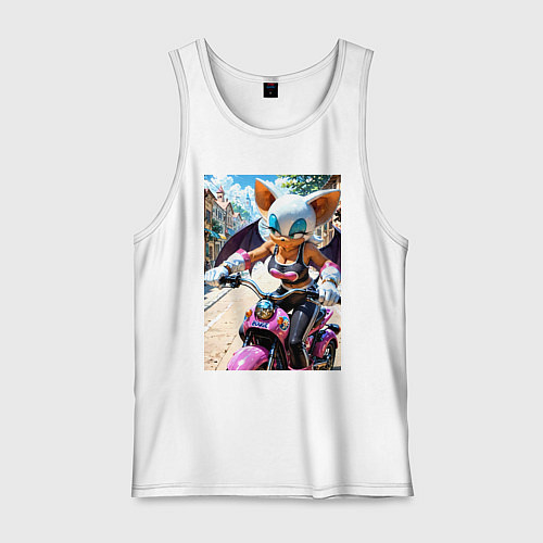 Мужская майка Руж из Somic едет на мотоцикле / Белый – фото 1