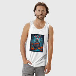 Майка мужская хлопок Кролик в бешенстве, цвет: белый — фото 2