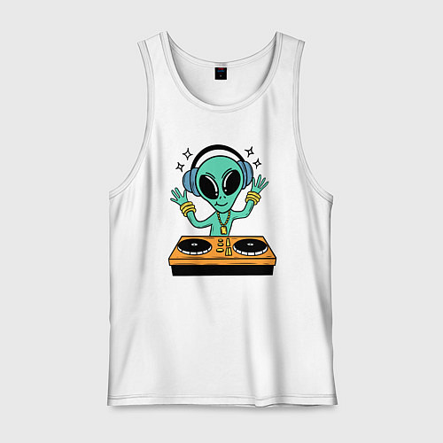 Мужская майка Диджей инопланетянин / Белый – фото 1