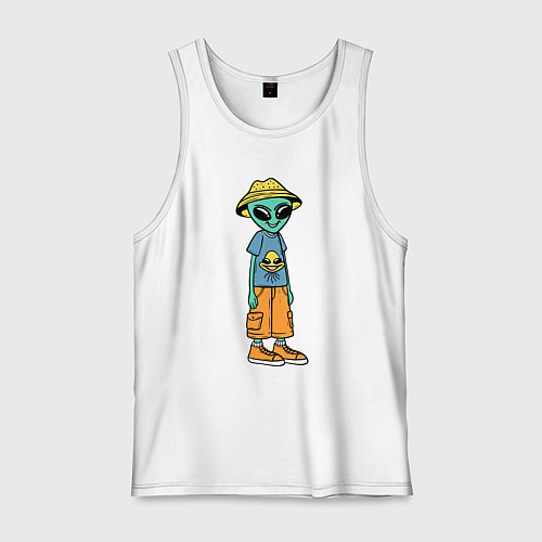 Мужская майка Инопланетянин в шляпе / Белый – фото 1